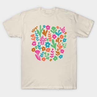 Folk ditsy colorful flowers T-Shirt